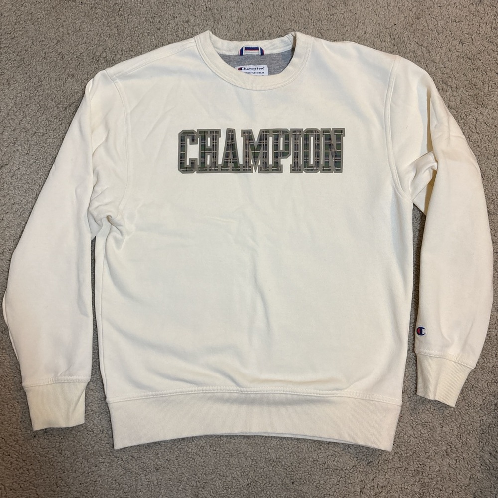 Champion Men's Cream Crewneck Sweater